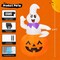 GOOSH 5 FT Halloween Inflatable Outdoor Ghost Sitting on The Pumpkin, Blow Up Yard Decoration